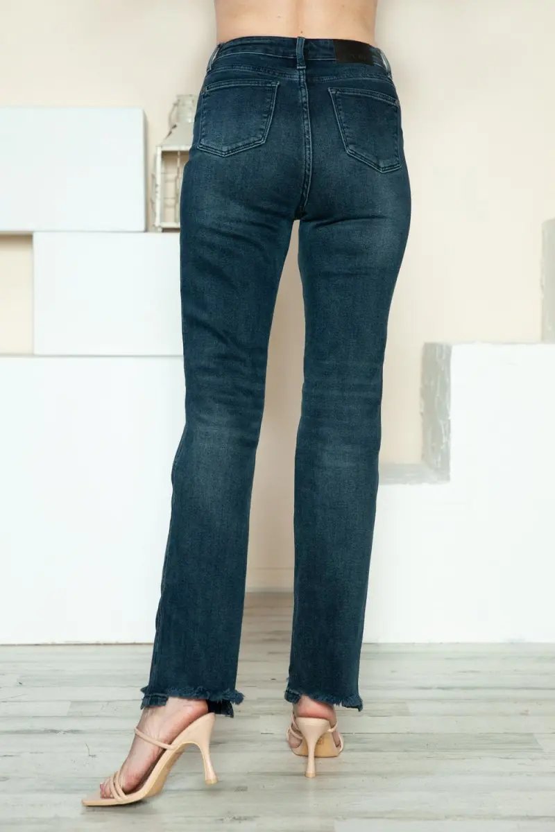 Judy Blue Full Size Button Fly Hem Destroy Straight Jeans - Love Salve